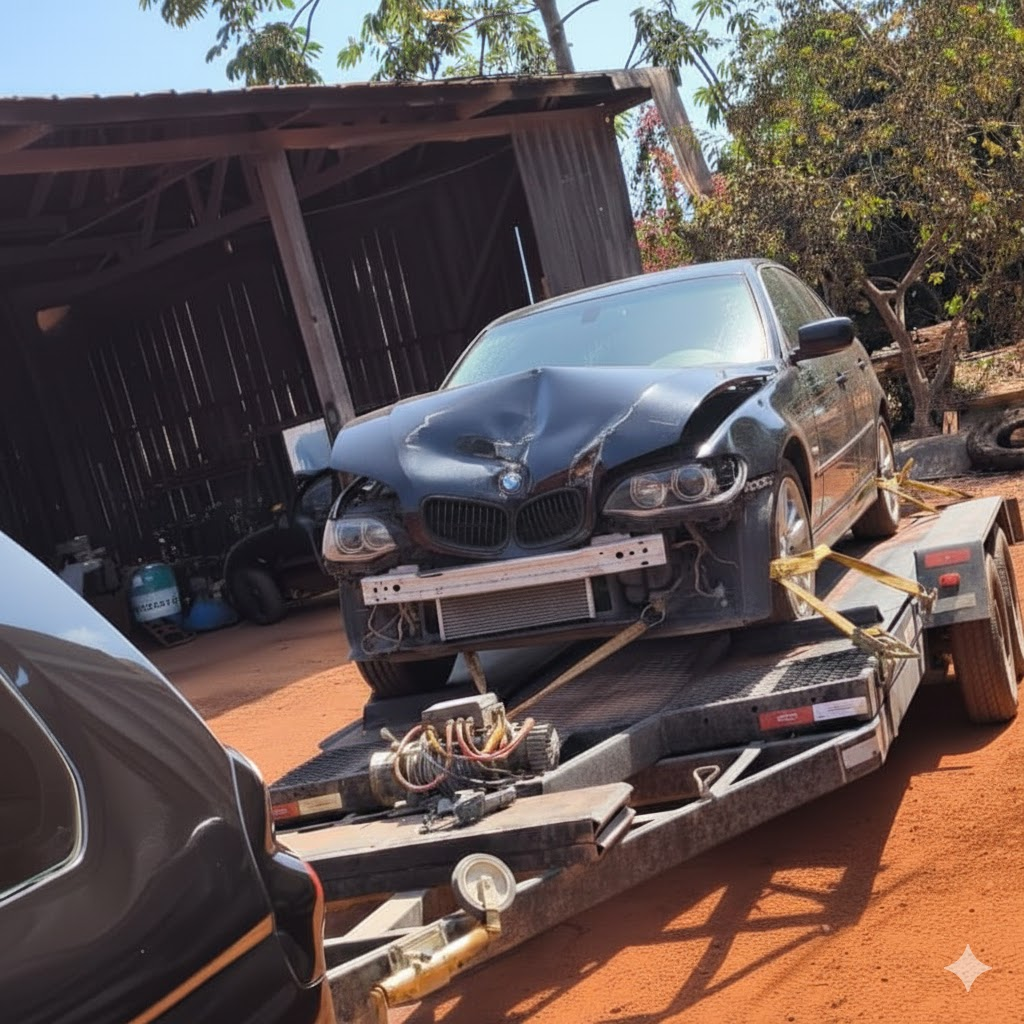 Remoção de veículo após avaria com plataforma guincho