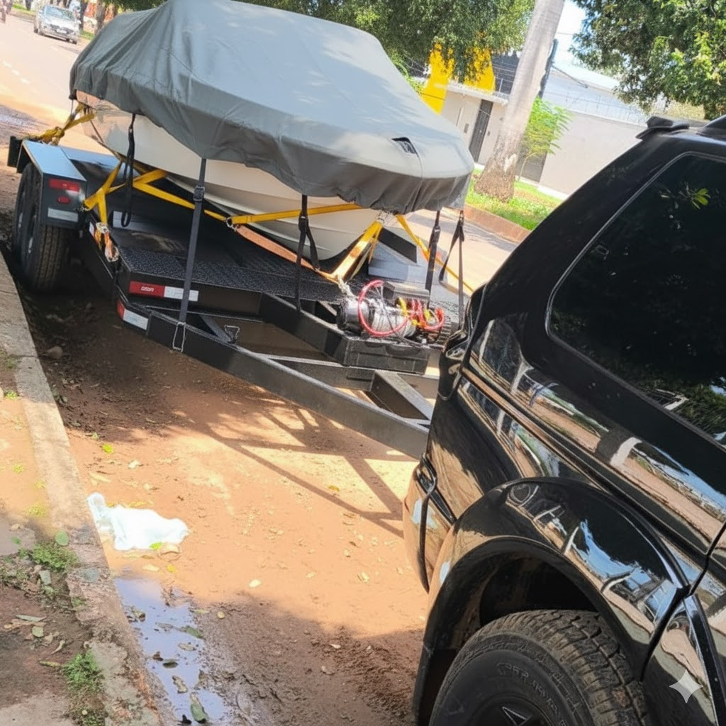 Detalhe de reboque de embarcação em Matupá